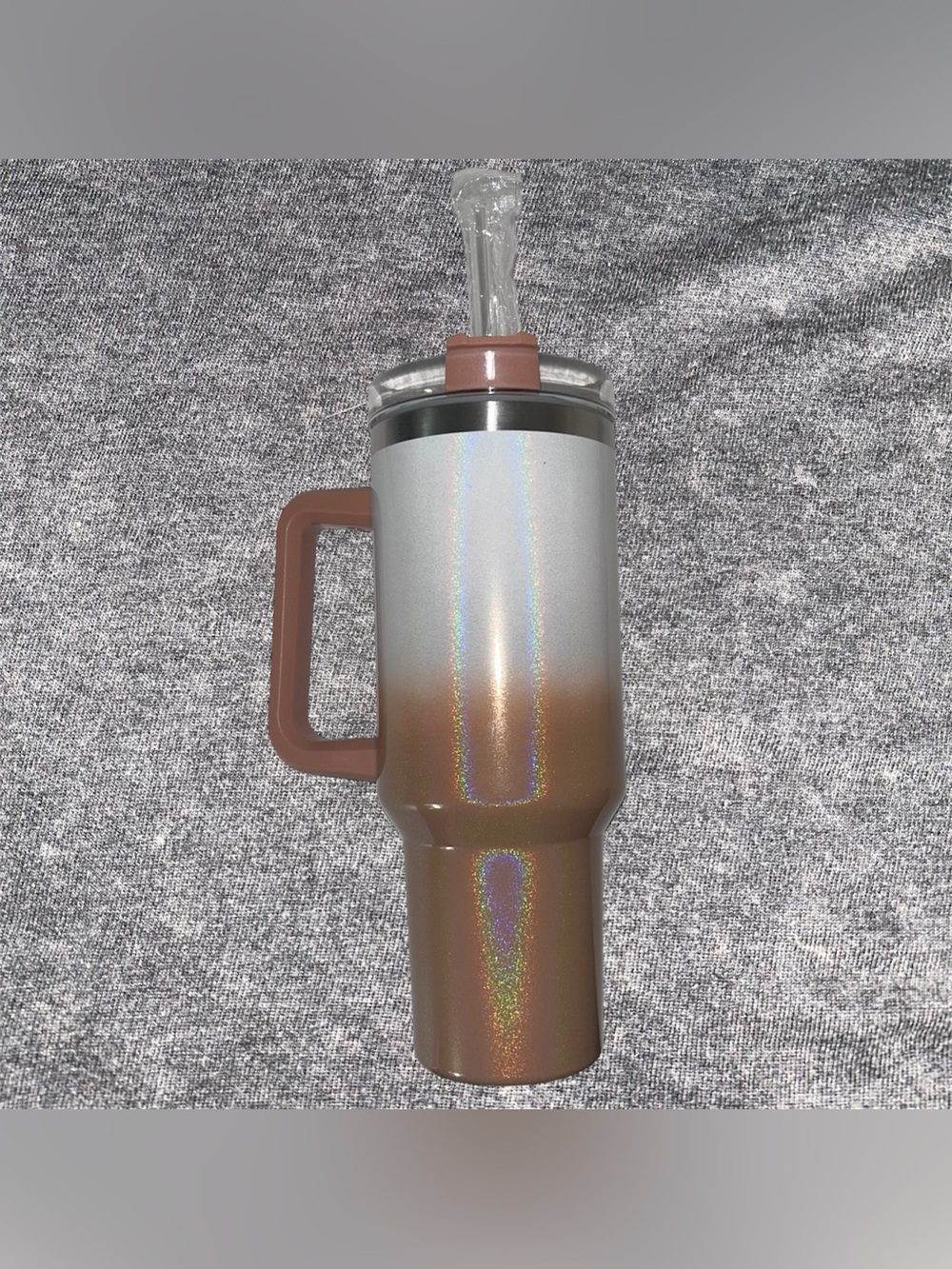 Generic White & Brown Sparkly Tumbler Cup